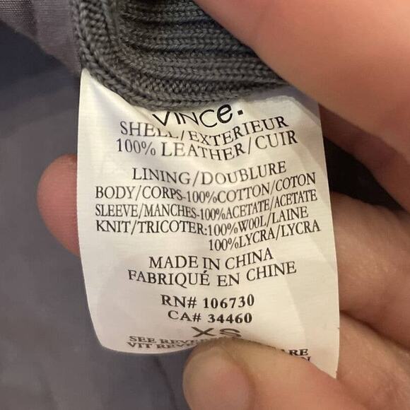 VINCE | XS | Women's Grey Suede Leather Mixed Media Drape Collar Biker Jacket - Picture 8 of 8